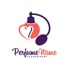 Perfume with Love logo design vector illustration. Perfume logo concept template