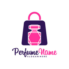 Shop Perfume logo design vector illustration. Perfume logo concept template
