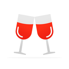 wine glass icon, colored flat vector. modern and minimalist design