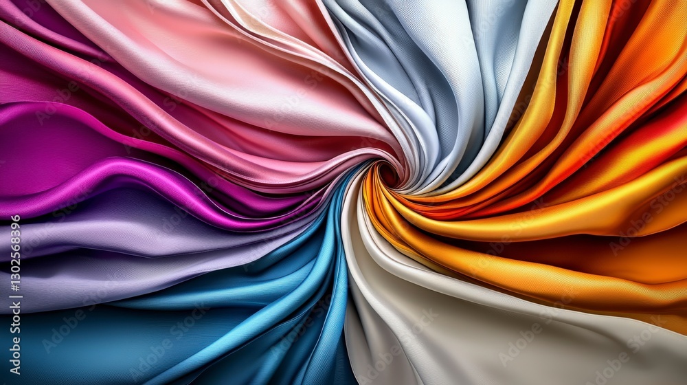 Poster Vibrant abstract fabric patterns studio digital art colorful textiles top-down view creative design elements