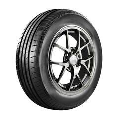 Obraz premium Car tire and wheel , Aluminum wheels , Alloy Wheel , side view isolated on white background