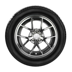 Obraz premium Car tire and wheel , Aluminum wheels , Alloy Wheel , side view isolated on white background