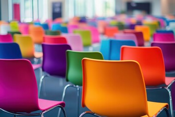 Vibrant Chairs Set for Business Conference in Modern Space