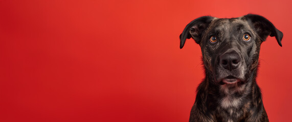 Naklejka premium dog on minimalistic colorful background with Copy Space. Perfect for banners, veterinary ads, pet food promotions, and minimalist designs.