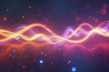 Obraz premium Digital Abstract Art with Wavy Vibrant Lines in Yellow, Orange, and Pink