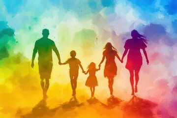 Fototapeta premium Vibrant Family Bonding in Colorful Background