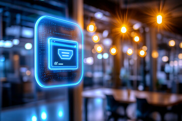 digital payment notification displayed on augmented reality interface in modern office