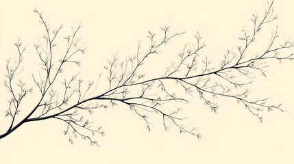 A Minimalist Continuous Line Drawing of Willow Twigs in Spring Celebrating Easter