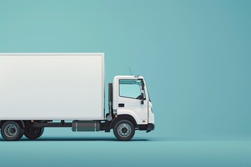 High Detail Visual of Half Side View Box Truck Isolated on Background