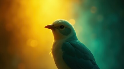 Bird Silhouetted Against Vibrant Light Effect