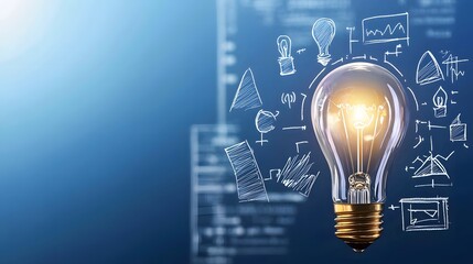 Creative Concept of Light Bulb with Sketch and Business Ideas