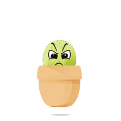angry cactus mascot illustration for design. cute and playful concept.  wild, bloom, nature, thorny, desert, and plant themes themes