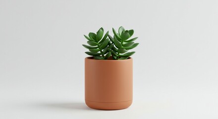 Obraz premium Jade Plant in Terracotta Pot Minimalist Home Decor Succulent Plant Photography
