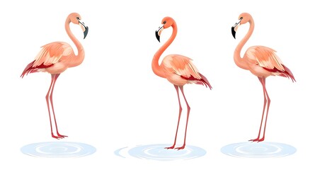 pink flamingo on white background