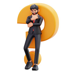 business man is thinking 3d character illustration