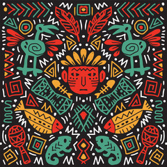 Tribal ethnic  pattern. Aztec vector illustration in tribal style.
