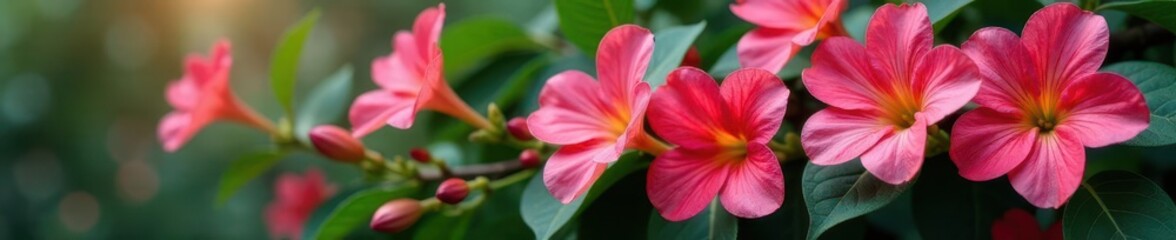 large, showy flowers with a sweet fragrance on a vine, showy, heart shape