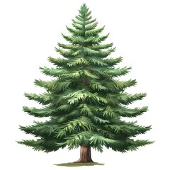 Fototapeta premium Lush Green Evergreen Tree with Dense Foliage Isolated on White Background
