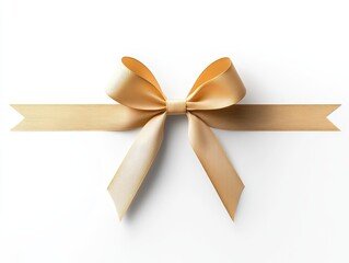 Fototapeta premium Elegant golden ribbon bow on a white background, ideal for gift wrapping and decoration