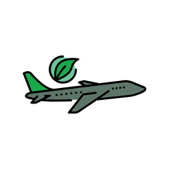 Biofuel airplane color line icon.