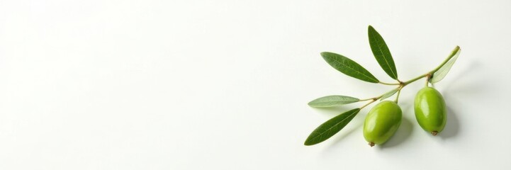 Peaceful olive branch on white background with subtle texture, serenity, green, harmony