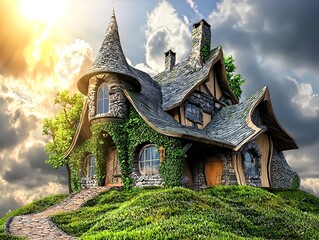 Fototapeta premium Wizard House with magical motifs and a mystical atmosphere