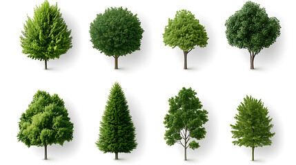 Diverse trees in nature forest botanical illustration calm environment aerial view eco-concept