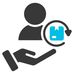 Customer Retention Glyph Blue Grey Icon