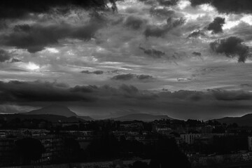 Sainte Victoire mountain in the light of a winter morning
