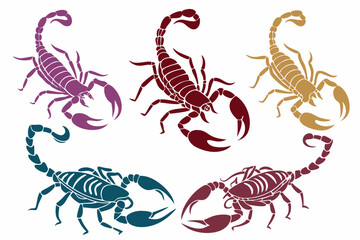 set of Scorpion Silhouette vector illustration