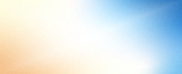 Blur beach gradient. Gradation blue and orange beige background with noise. Grainy abstract backdrop sea water and sand. Ocean wave. Vector tropical summer calm cover illustration.