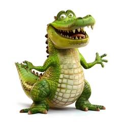 Fototapeta premium Friendly Cartoon Crocodile Character with Big Smile and Bright Colors