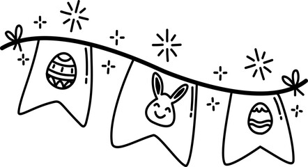 Hand drawn easter flag cartoon doodle 