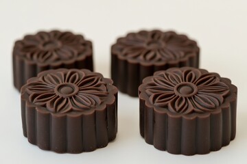 Elegant Floral Chocolate Treats on White Background for Desserts and Sweets Lovers