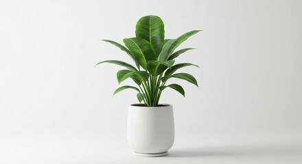 Elegant Green Plant in White Pot Minimalist Home Decor Indoor Foliage Lush Greenery