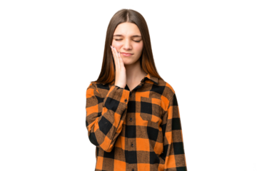 Teenager girl over isolated chroma key background with toothache