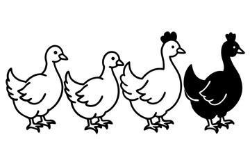 Hen Duck Silhouette vector illustration
