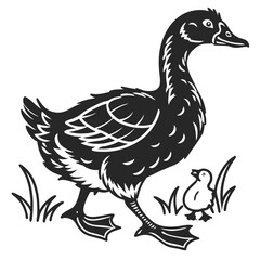 Obraz premium Hen Silhouette vector illustration