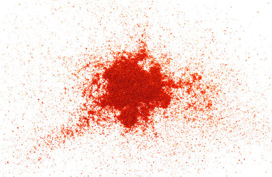 Pile of red paprika powder isolated on white background, clipping