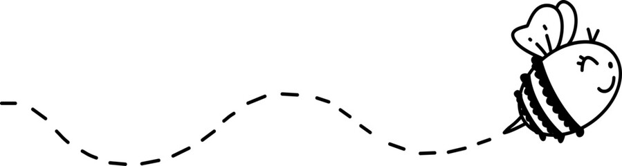 Hand drawn cute bee flying cartoon doodle