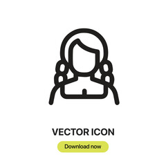 Woman icon vector. Linear-style sign for mobile concept and web design. Woman symbol illustration. Pixel vector graphics - Vector.
