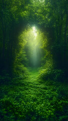 Obraz premium Enchanted Forest Pathway With Glowing Light