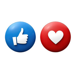Blue Thumbs Up and Red Heart Icons with transparent background