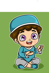 Muslim kids praying with smile 