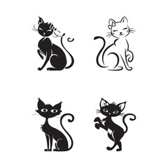 Curious and Cute A Set of Artistic Cat Silhouettes