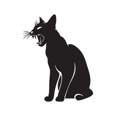 Obraz premium The Cat Roaring Black Silhouette Vector