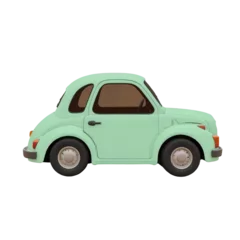 Fototapete Cartoon Car in Light Green with Transparent Background © LTh