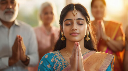 group of Indian people praying together