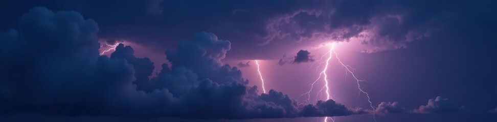 Dark stormy sky with lightning flashing in the distance, tempests, clouds, lightning