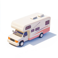 3D icon render of a motorhome isolated on a white background